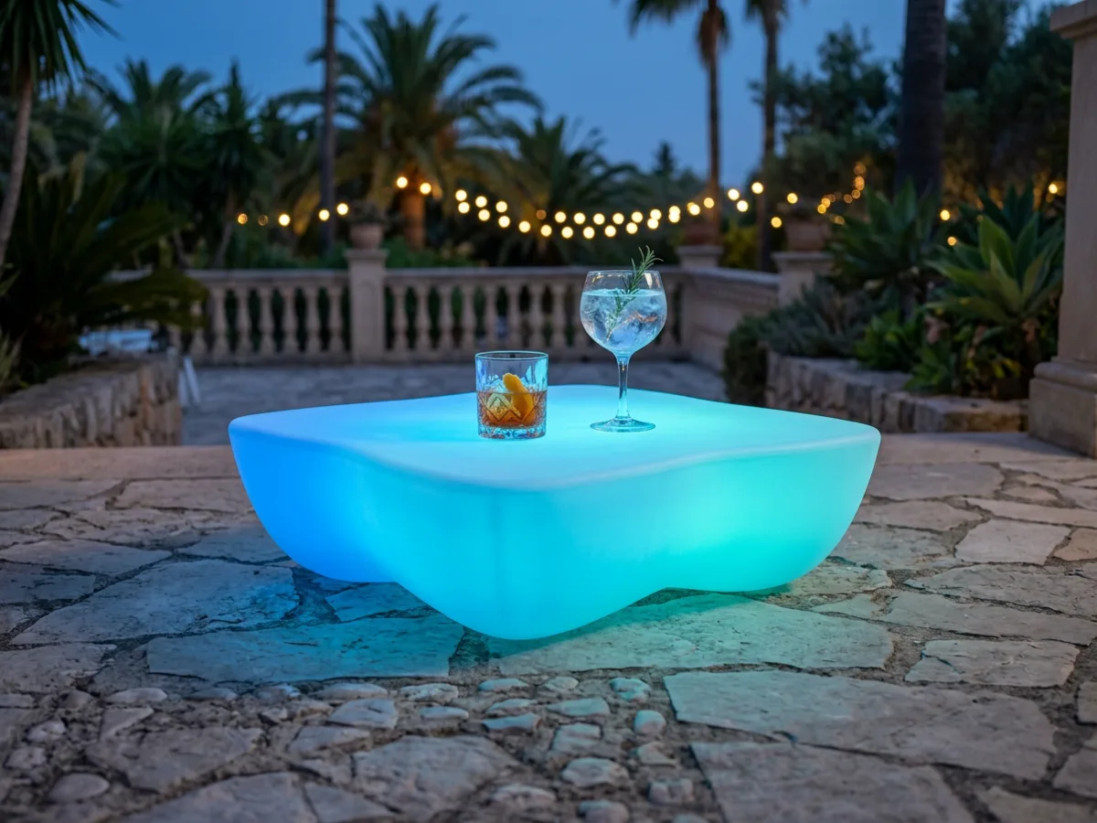 LED alacsony asztal, 60 × 60 × 20 cm (C173A) — hangulatkép