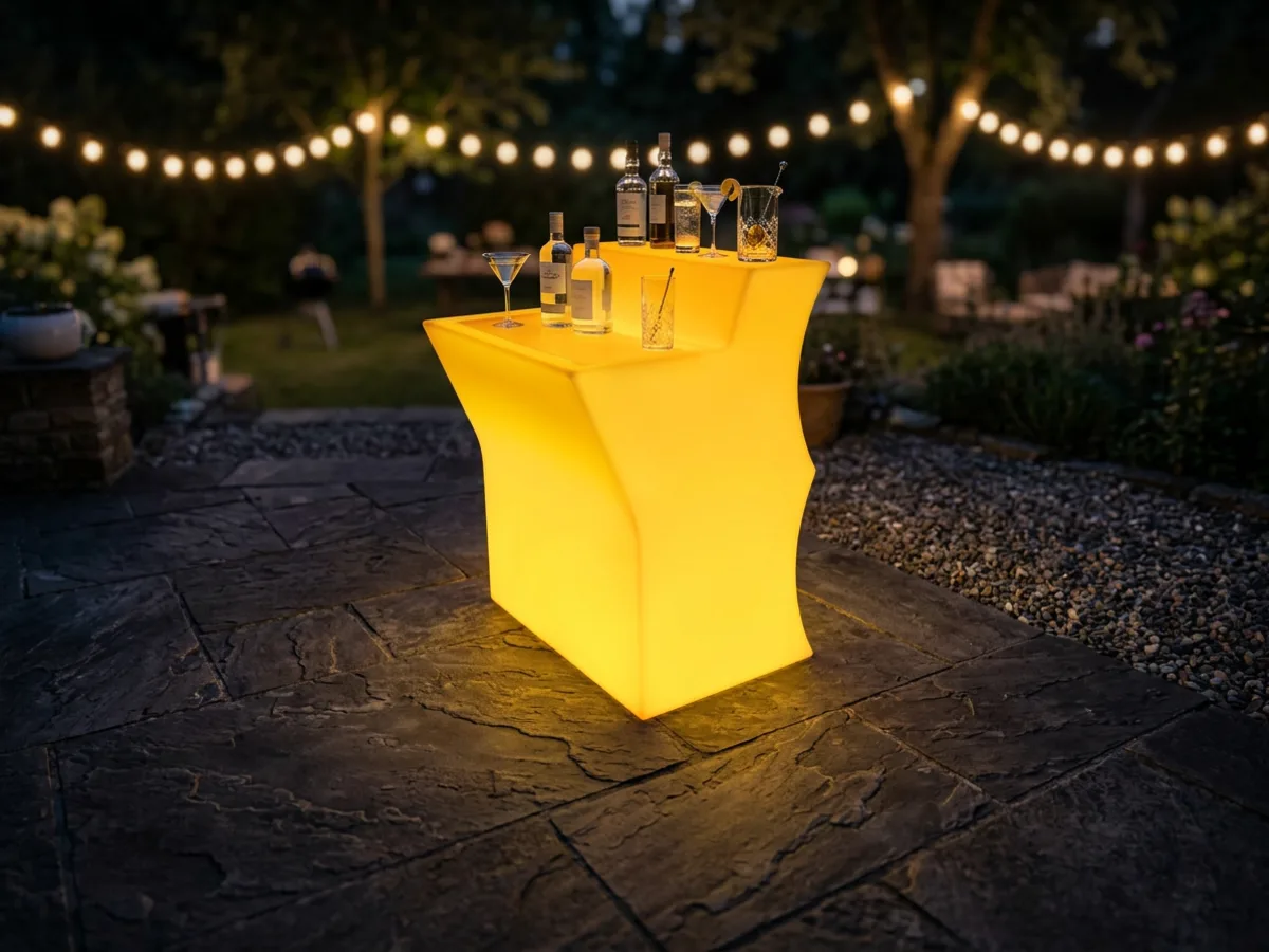 LED bárpult felső polccal, 90 × 80 × 110 cm (C177) — hangulatkép
